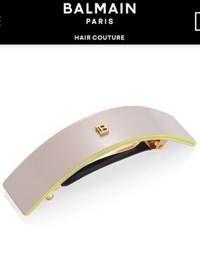 Balmain Beige Barrette with Neon Yellow Edge